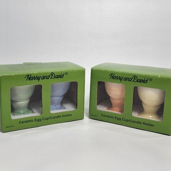 Set of 4 - Harry and David Ceramic Egg Cup/ Candle Holder 3" - Picture 4 of 7